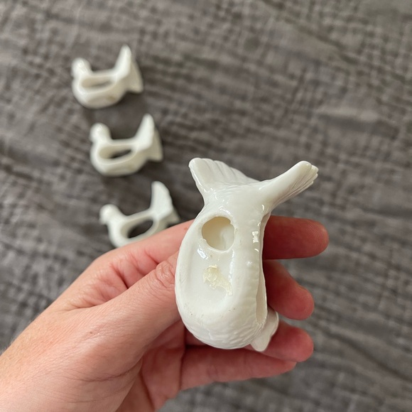 Vintage Shafford Design DOVE Porcelain Napkin Rings (Set of 4) bone white birds - Picture 7 of 11